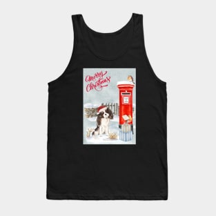 Tri Color Cavalier King Charles Spaniel Merry Christmas Santa Dog Tank Top